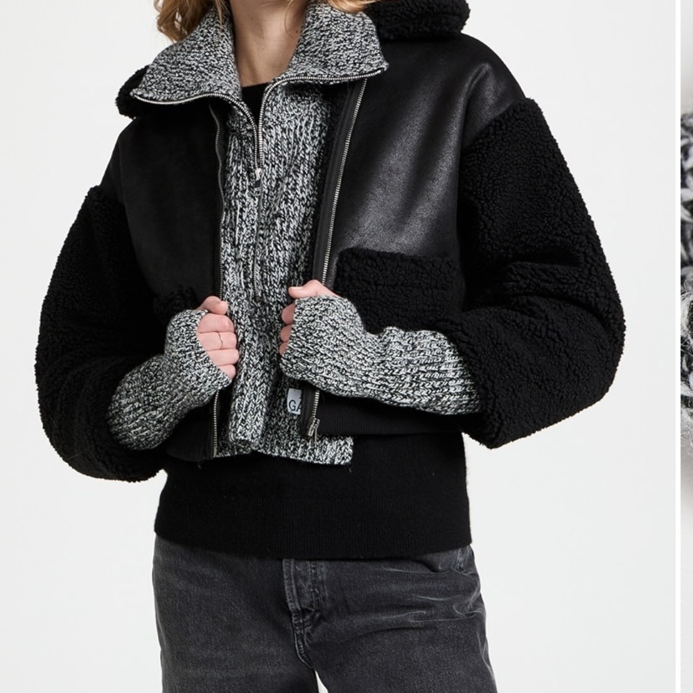 Ganni Rib Knit Fingerless Gloves